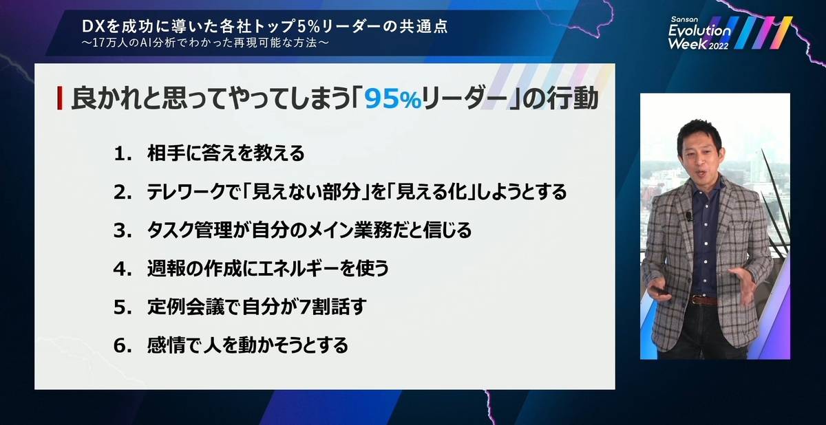 良かれと思ってやってしまう「95％リーダー」の行動を示した図